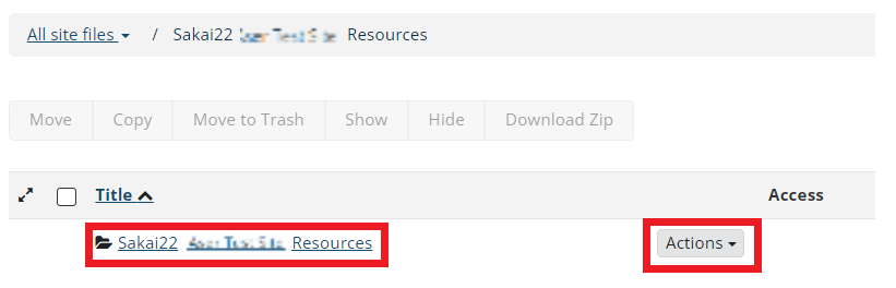 image showing resources folder and actions