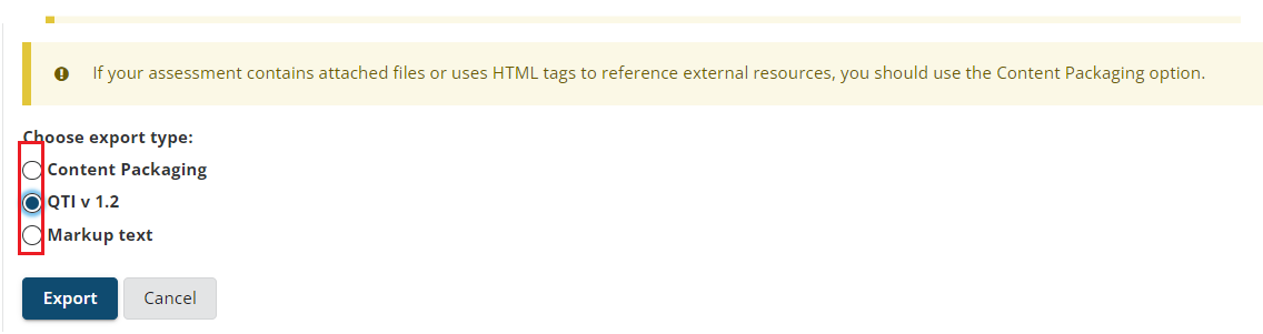 image showing the export types