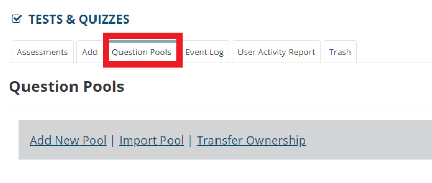 image showing Question Pools tab